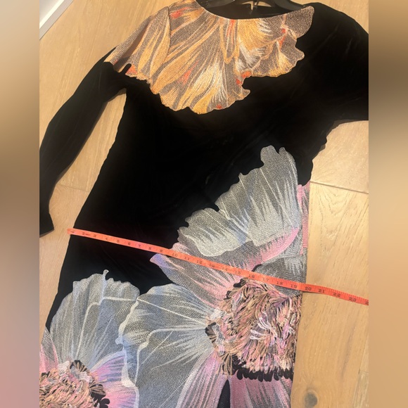 ASOS velvet embroidered floral maxi dress Long sleeve black embroidery NEW NWT - Picture 11 of 12